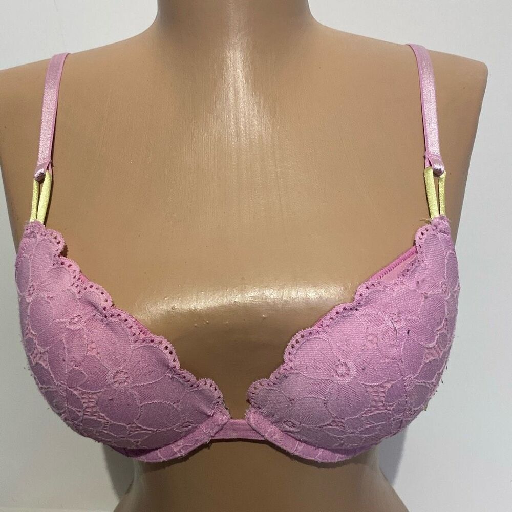 Victoria's Secret Women's Pink Floral Lace Underwired Push Up Bra Size‎ 34B